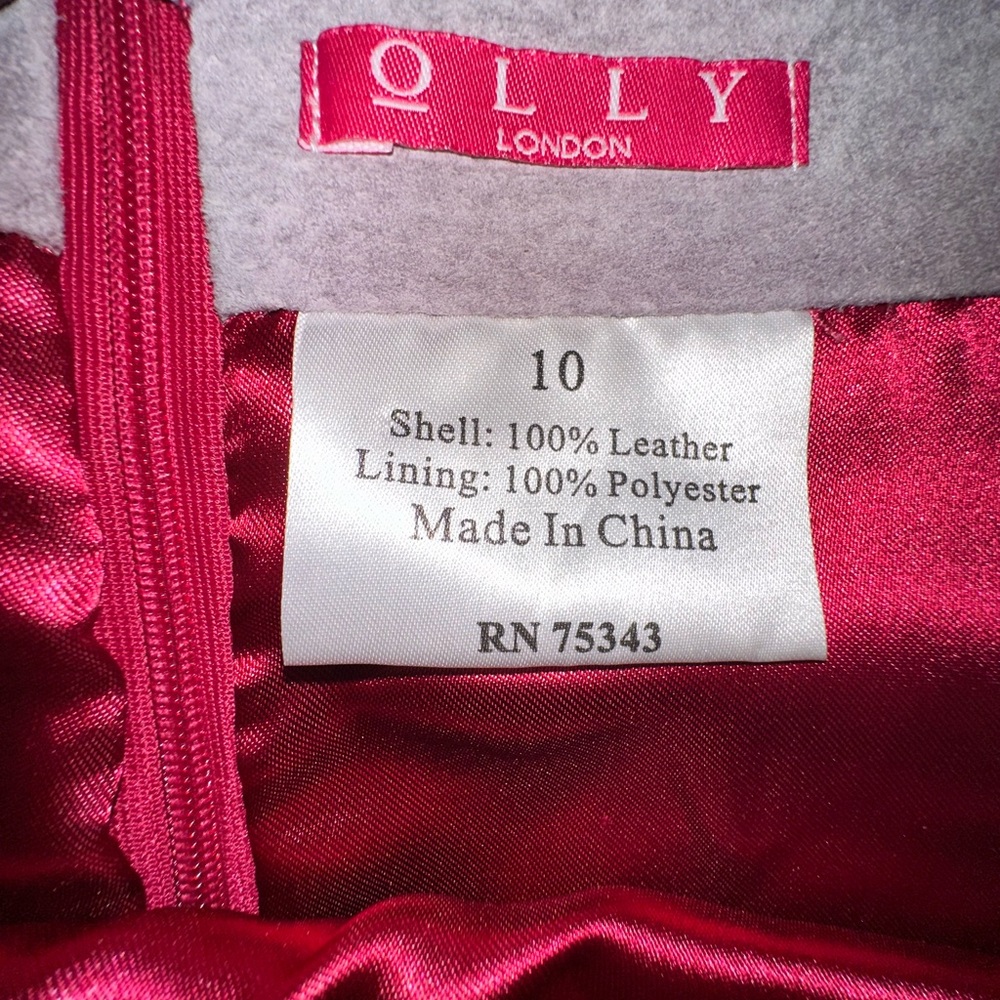 VINTAGE Pink Grey blue Polka Dot suede OLLY LONDON mini skirt SIZE 10 - Picture 6 of 11